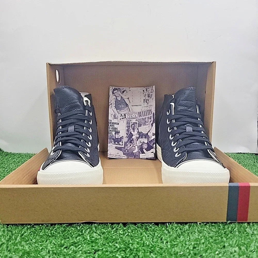 Pro Keds Royale Hi Shoes Men's 6 Medium High‎ Top Black Leather Sneakers w/ Box